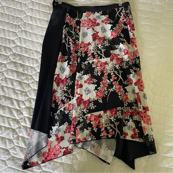 Rag & Bone Black Red Floral Liv Asymmetric Wrap Skirt Size 4​ - Picture 3 of 6